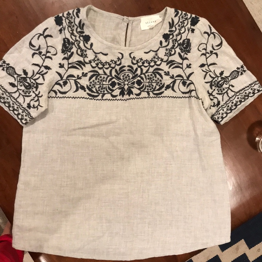 Sezane embroidered top